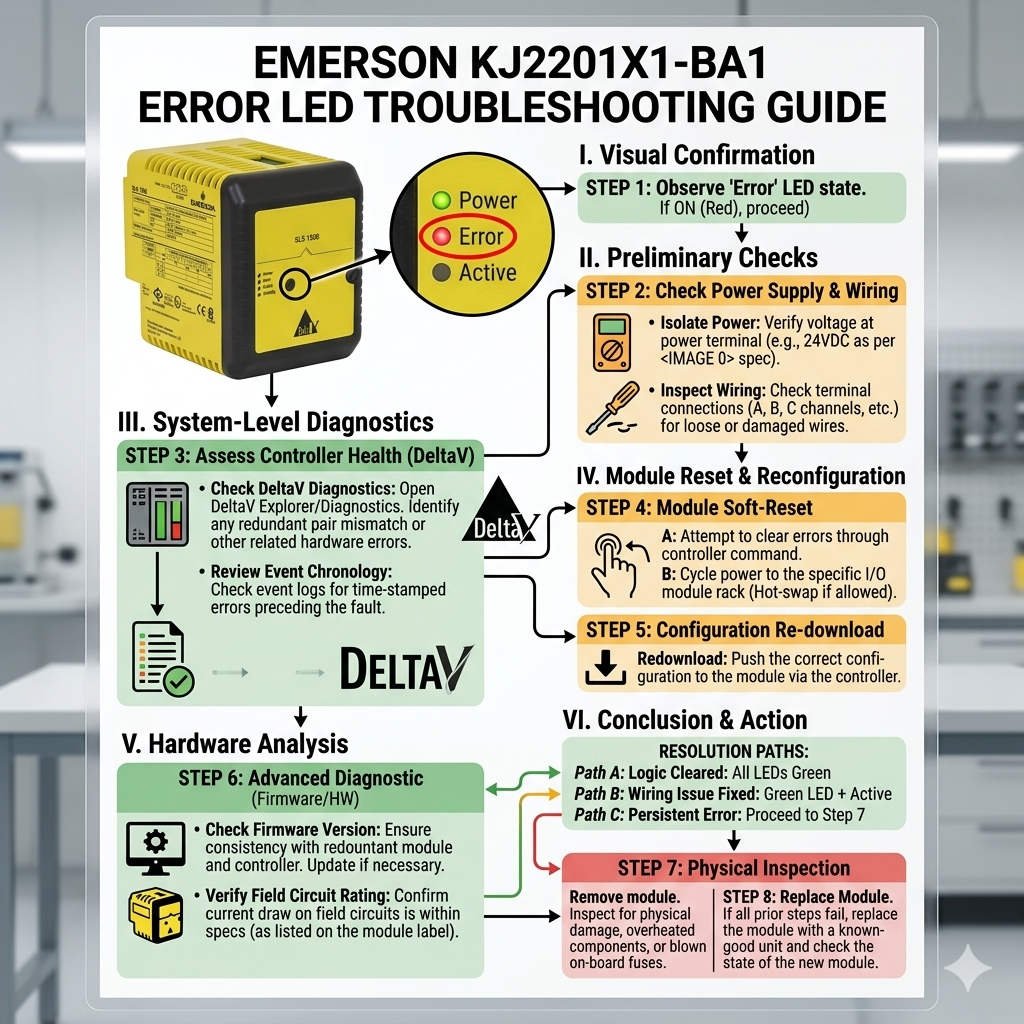 Emerson KJ2201X1-BA1 Error LED Troubleshooting Guide