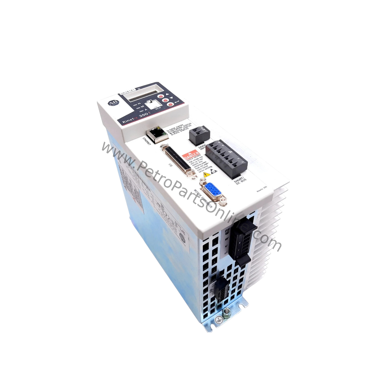 Figure 1: Front view of the Allen-Bradley 2097-V33PR5 industrial automation component showing its physical design and enclosure.